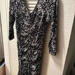Elegant Black and White Patterned Dress